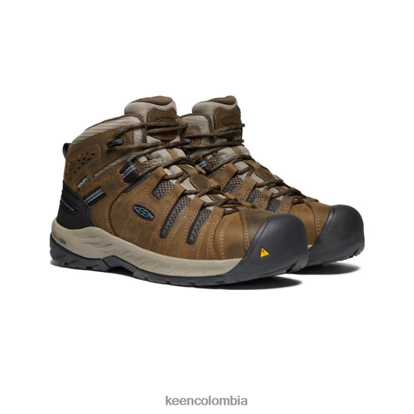 hombres Bota impermeable Flint II (puntera de acero) marrón cascada/azul orión KEEN calzado 88N808181