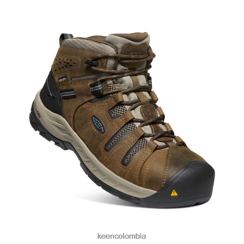 hombres Bota impermeable Flint II (puntera de acero) marrón cascada/azul orión KEEN calzado 88N808181