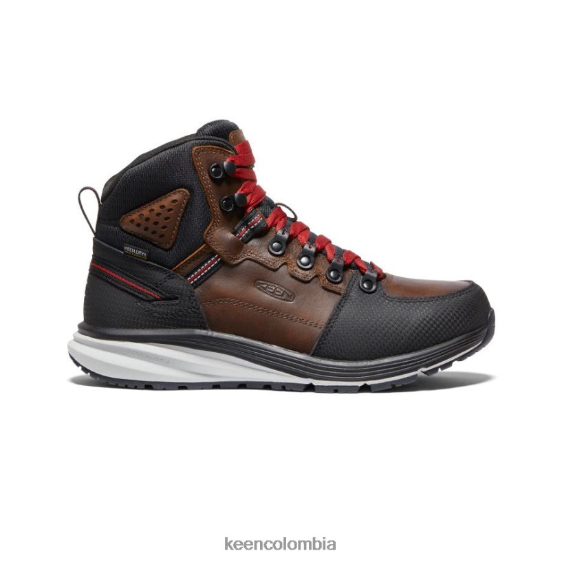 hombres Bota impermeable con gancho rojo (punta blanda) tabaco/negro KEEN calzado 88N808136