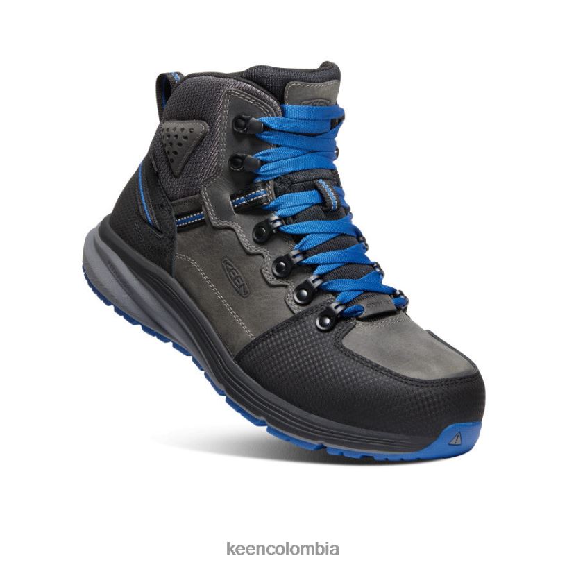 hombres Bota impermeable con gancho rojo (puntera de fibra de carbono) gris acero/cobalto brillante KEEN calzado 88N808222