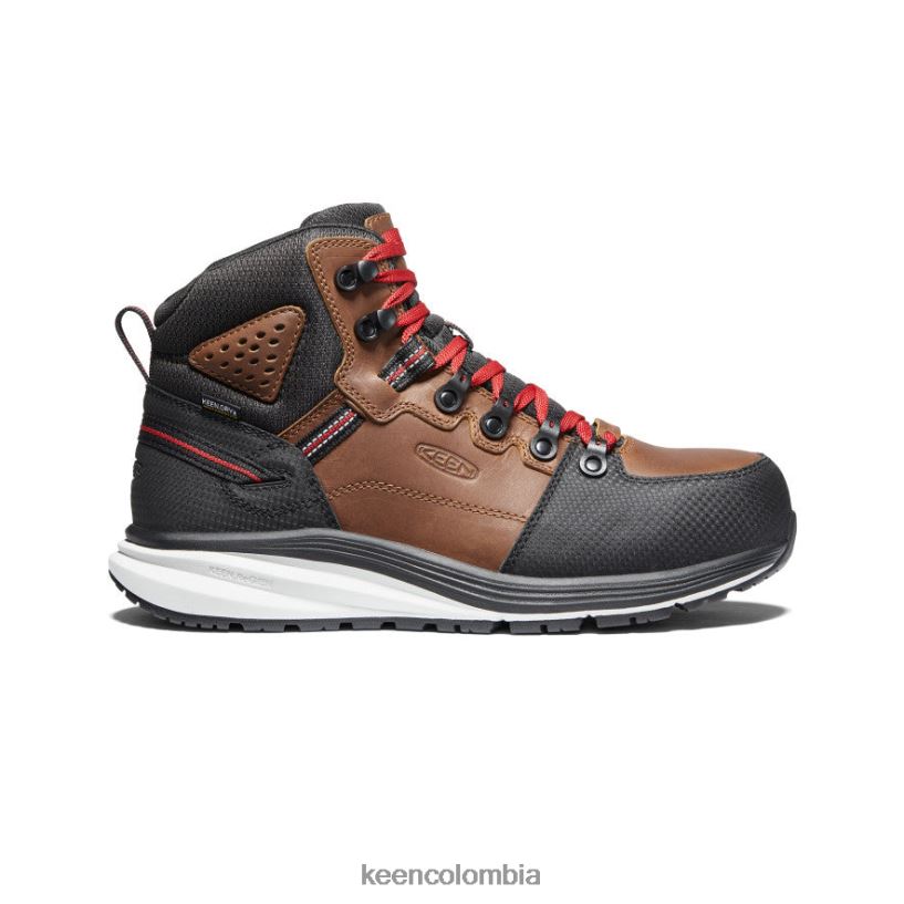 hombres Bota impermeable con gancho rojo (puntera de fibra de carbono) tabaco/negro KEEN calzado 88N808223