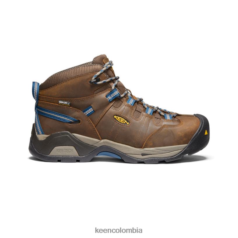 hombres Bota impermeable detroit xt (puntera de acero) marrón cascada/azul orión KEEN calzado 88N808244
