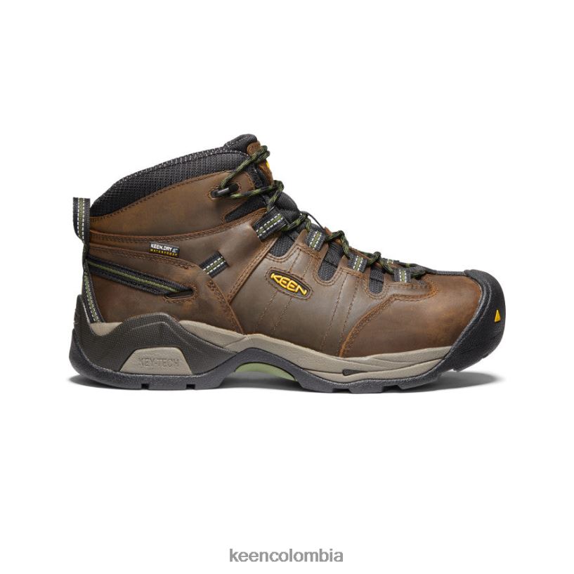 hombres Bota impermeable detroit xt (puntera de acero) marrón cascada/verde bronce KEEN calzado 88N808245