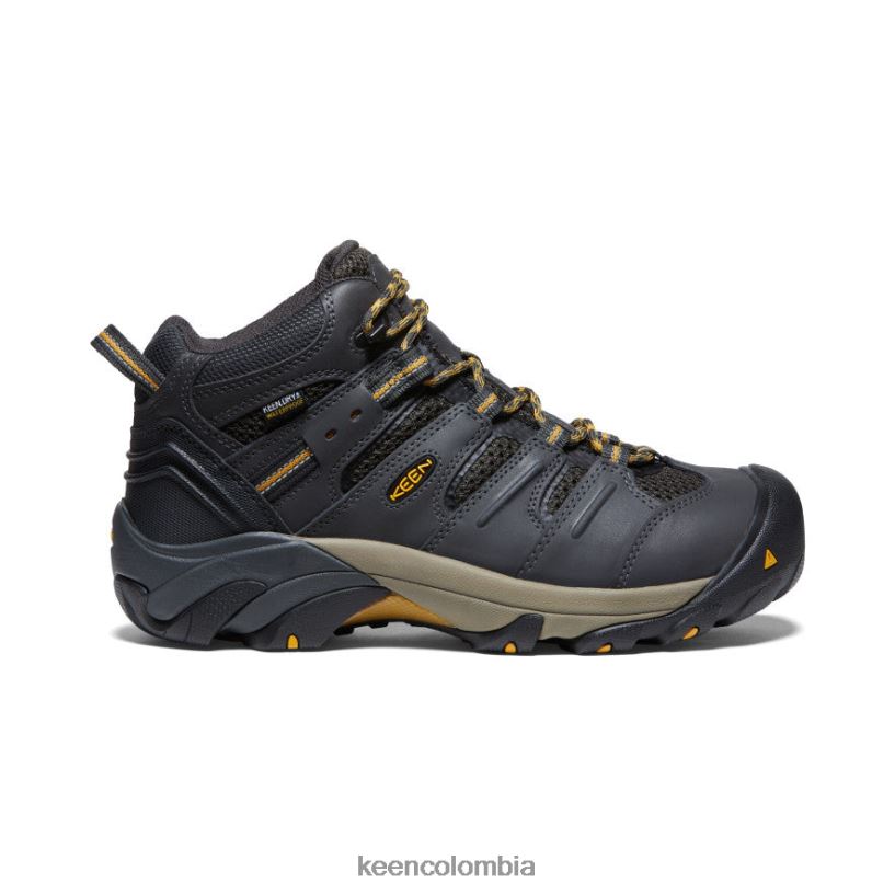 hombres Lansing Mid impermeable (puntera de acero) cuervo/olivo leonado KEEN calzado 88N80891