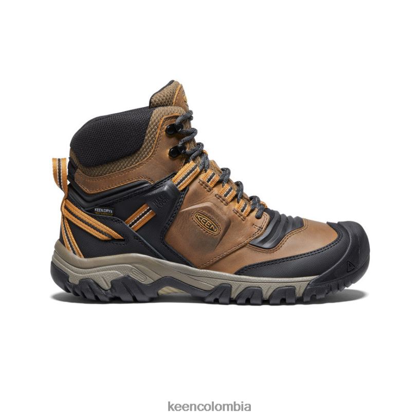 hombres bota impermeable ridge flex bisonte/marrón dorado KEEN calzado 88N808142