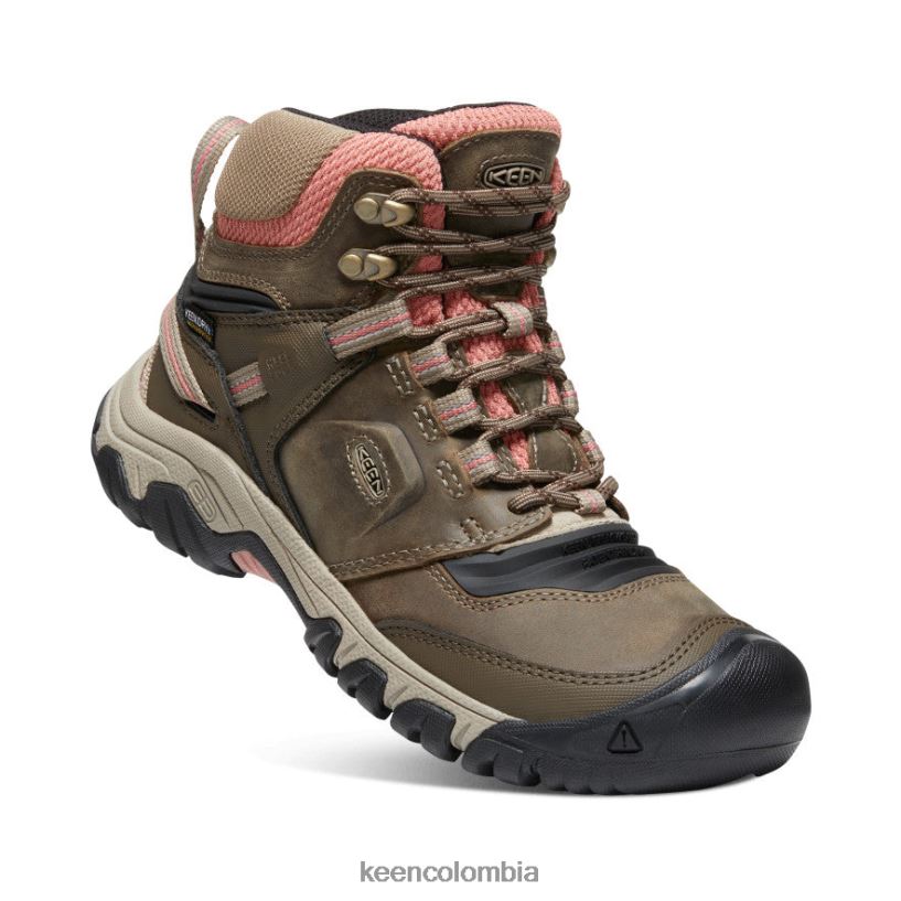 mujer bota impermeable ridge flex lobo de madera/polvo de ladrillo KEEN calzado 88N808573
