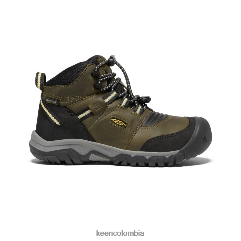 niños grandes bota impermeable ridge flex oliva oscuro/cidra oscura KEEN calzado 88N808948