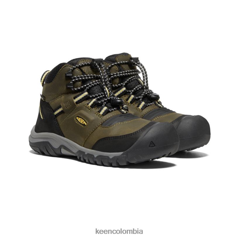 niños grandes bota impermeable ridge flex oliva oscuro/cidra oscura KEEN calzado 88N808948