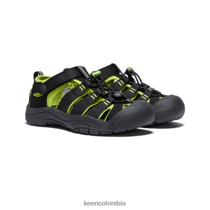 niños grandes newport h2 negro/verde lima KEEN calzado 88N808764