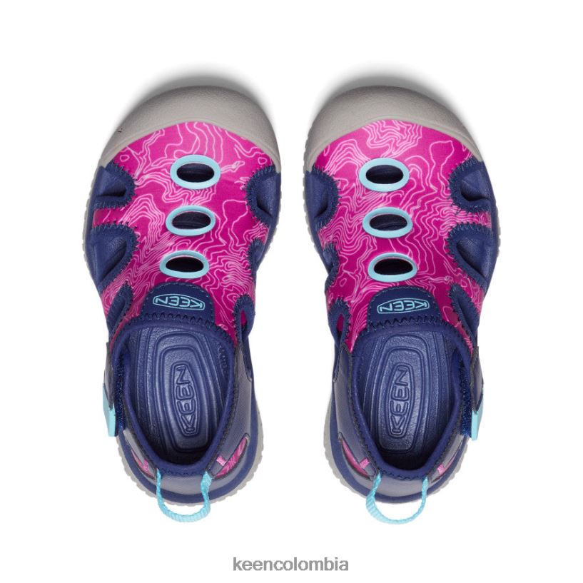 pequeños niños sandalia raya azul profundo/festival fucsia KEEN calzado 88N808866